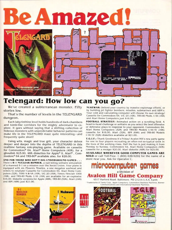 Telengard dungeon adventure screen