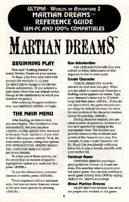 Martian Dreams Manual cover