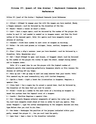 Ultima IV Commands and Virtues Guide cover